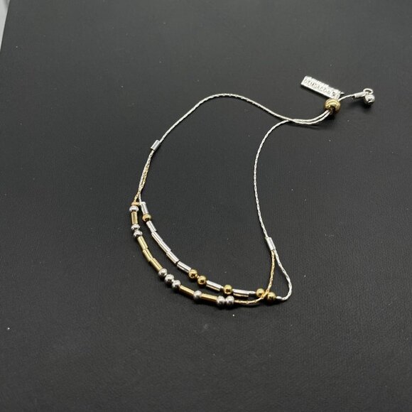 Demdaco Morse Code Bracelet Silver Gold Tone Beaded Casual Minimalist Evening - Picture 3 of 8